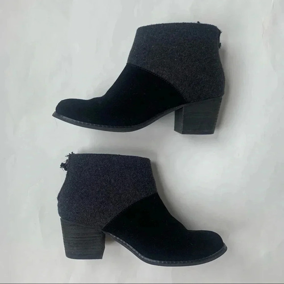 Toms Lacy Ankle Bootie Black and Grey Tassle Zipper Size 6.5 - Picture 2 of 13